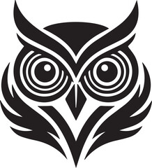 Obraz premium Stylized Black Owl Head Emblem logo symbol