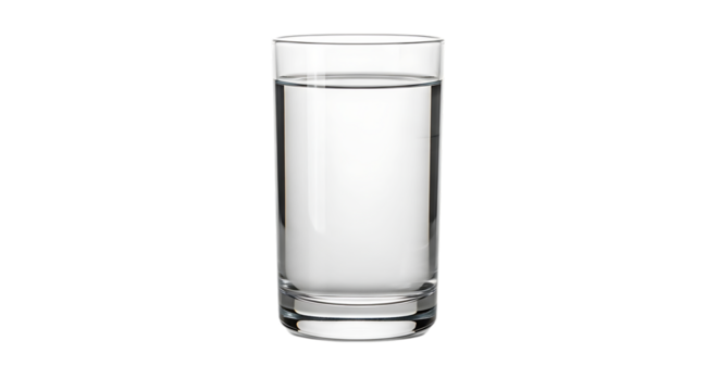 A clear glass filled with water stands against a stark black background in a studio setting created with generated ai