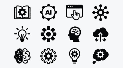Artificial intelligence concepts and technology icons showcasing modern machine learning