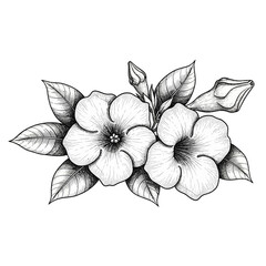 black and white silhouette vector icon of alamanda flower on white background