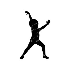 Silhouette of a child in a dynamic dancing pose