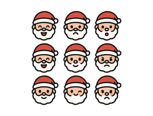 Cute Santa Claus Character Icon Set – Chibi Christmas Vector Pack