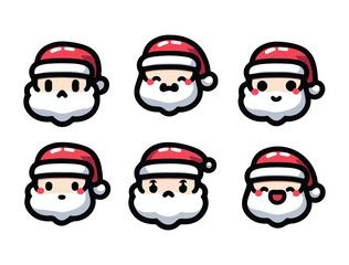 Cute Santa Claus Character Icon Set &ndash; Chibi Christmas Vector Pack