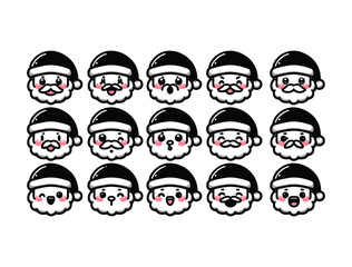 Cute Santa Claus Character Icon Set &ndash; Chibi Christmas Vector Pack