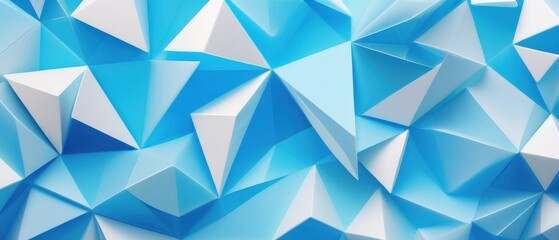 Obraz premium Abstract 3D Low Poly Background. Geometric Blue and White Polygonal Surface for Technology and Data.