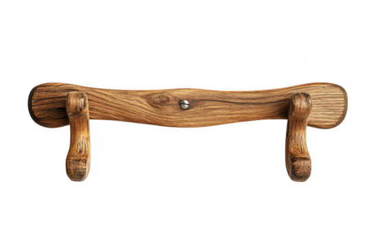 Rustic wooden towel rack with mounting brackets, vintage style bathroom decor, home improvement fixture, isolated on transparent background