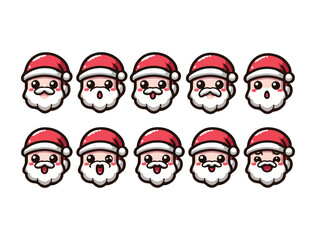 Cute Santa Claus Character Icon Set – Chibi Christmas Vector Pack