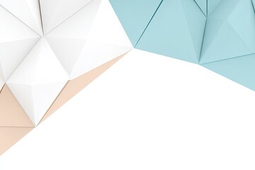 Abstract Triangles, white, blue, peach, low polygon