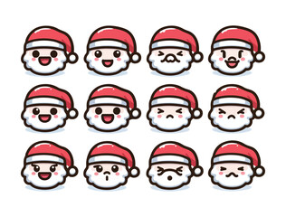 Cute Santa Claus Character Icon Set – Chibi Christmas Vector Pack