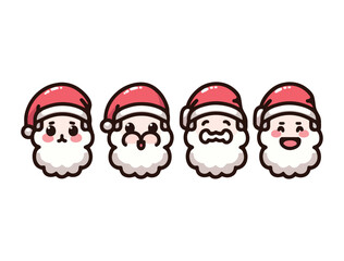 Cute Santa Claus Character Icon Set – Chibi Christmas Vector Pack