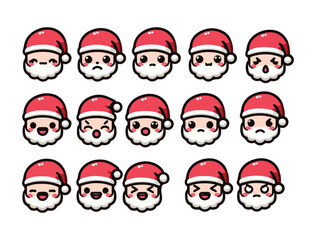 Cute Santa Claus Character Icon Set – Chibi Christmas Vector Pack