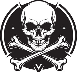 Skull and Crossbones Emblem with Stars and Lightning Bolts symbol danger also transparent background