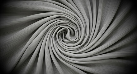 A hypnotic, monochrome abstract spiral of soft, folded fabric, a perfect minimalist and modern texture for elegant and creative designs