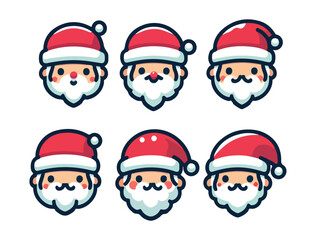 Cute Santa Claus Character Icon Set – Chibi Christmas Vector Pack