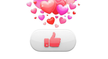 Like Button with Hearts for Social Media Engagement and Positive Feedback Celebration