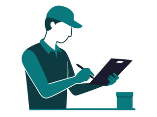 Customer signing delivery receipt silhouette on a table