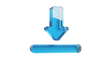 Transparent Blue Download Icon with Arrow on Black Background for Websites and Applications