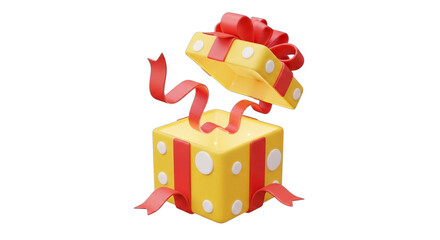 A Vibrant Yellow Gift Box with Polka Dots and Red Ribbon Delightful Surprise