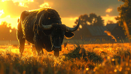 Bull at Golden hour lighting