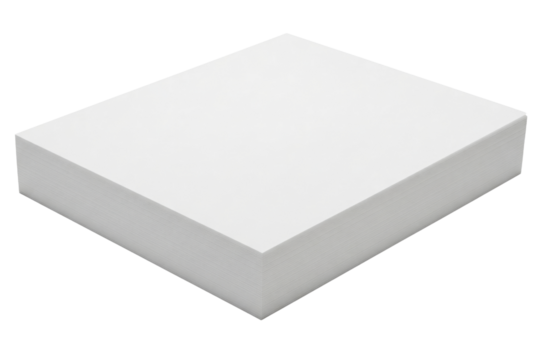 Stack of blank white office paper for printing documents isolated on a transparent background
