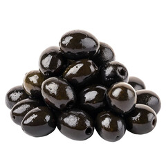 A pile of black olives isolated on transparent background