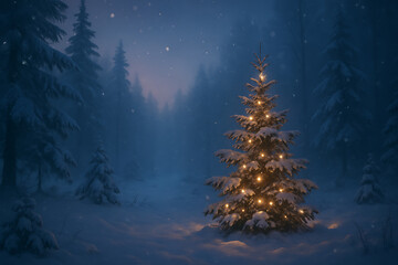 Naklejka premium christmas tree in the snow