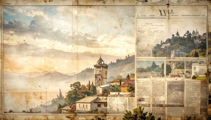 Grunge old newspaper texture background wallpaper, yellow press