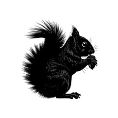 squirrel with nut, squirrel eating a nut on a white background