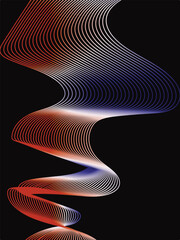 Abstract colorful vector fractal wave design pattern with swirling blue and black lines