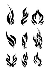 et of fire flame vector icons. Collection of fire and flame icons. Bonfire icons, flaming elements