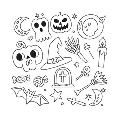Vector art of halloween doodle elements