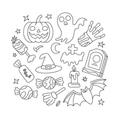 Vector art of halloween doodle elements