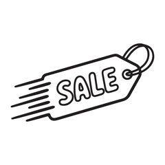 Vector art of sale tag with motion lines