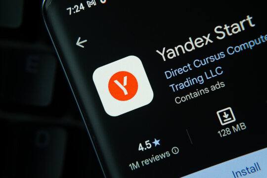 Dhaka, Bangladesh- 16 Oct 2025: Yandex Start app from Google Playstore is displayed on a smartphone screen.