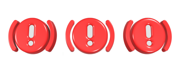 3d rendering design of exclamation mark in red  rounded frame