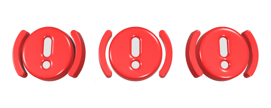3d rendering design of exclamation mark in red rounded frame