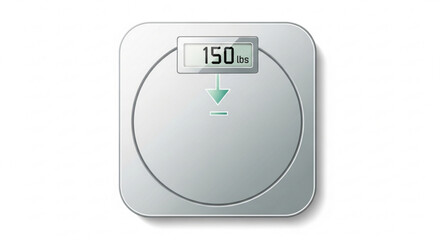 Modern digital bathroom scale displaying a weight of 150 lbs simple design for health and fitness tracking
