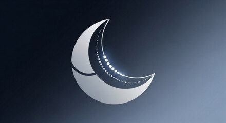 Futuristic crescent moon logo design with a sleek and modern aesthetic, perfect for technology or spacethemed businesses and