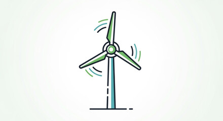 Wind turbine illustration, symbolizing renewable energy and sustainable power generation for a cleaner and greener environment