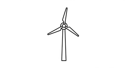 Wind turbine outline, a clean energy source, symbolizing sustainability and environmental consciousness in a minimalist design
