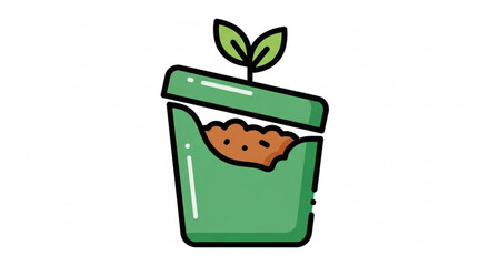 A broken pot with a small plant growing out of it, a symbol of resilience and new beginnings