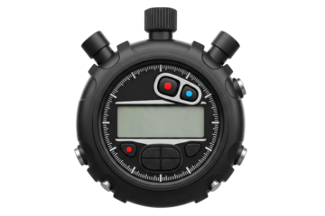 Digital sports stopwatch for measuring time and competition isolated on a transparent background
