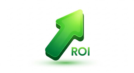 Green arrow pointing up with roi text, symbolizing a positive return on investment for business growth concept
