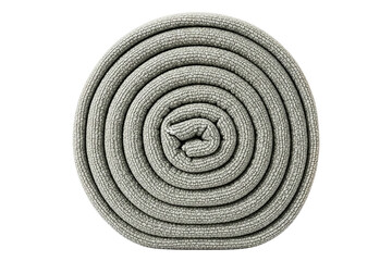 Naklejka premium Rolled up grey yoga mat for fitness and exercise isolated on a transparent background