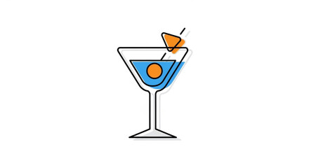 Stylish blue cocktail glass with orange garnish, a symbol of celebration, relaxation, and the art of mixology