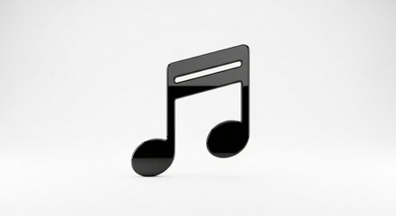 A sleek black musical note, a symbol of music, sound, and harmony for creative projects and designs
