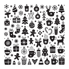 100 Hand Drawn Holiday Doodle Elements