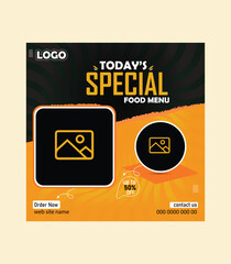 Social media Post Design, Food and restaurant social media Post design, Social media banner for food business. Food social media template for restaurant business. Modern social template post banner. 