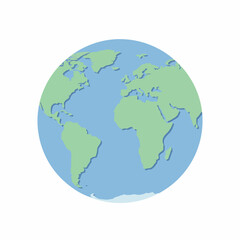 Flat Design Planet Earth Illustration Globe Geography World Map Icon
