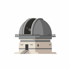 Minimalist Dome Observatory Building Illustration Astronomical Research Station Center